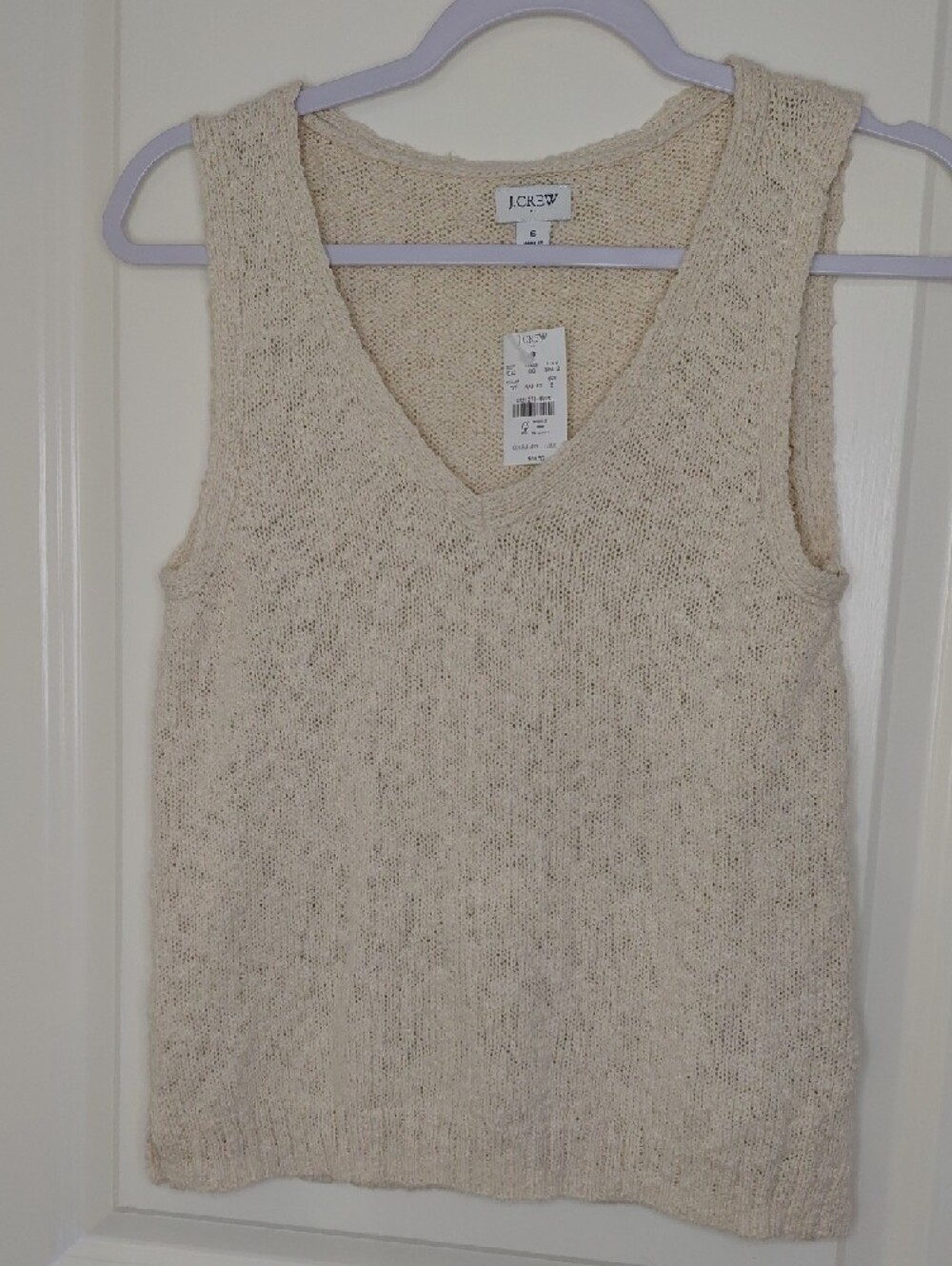 J. Crew Cream Knit V-Neck Sleeveless Top Sz S - Picture 2 of 8